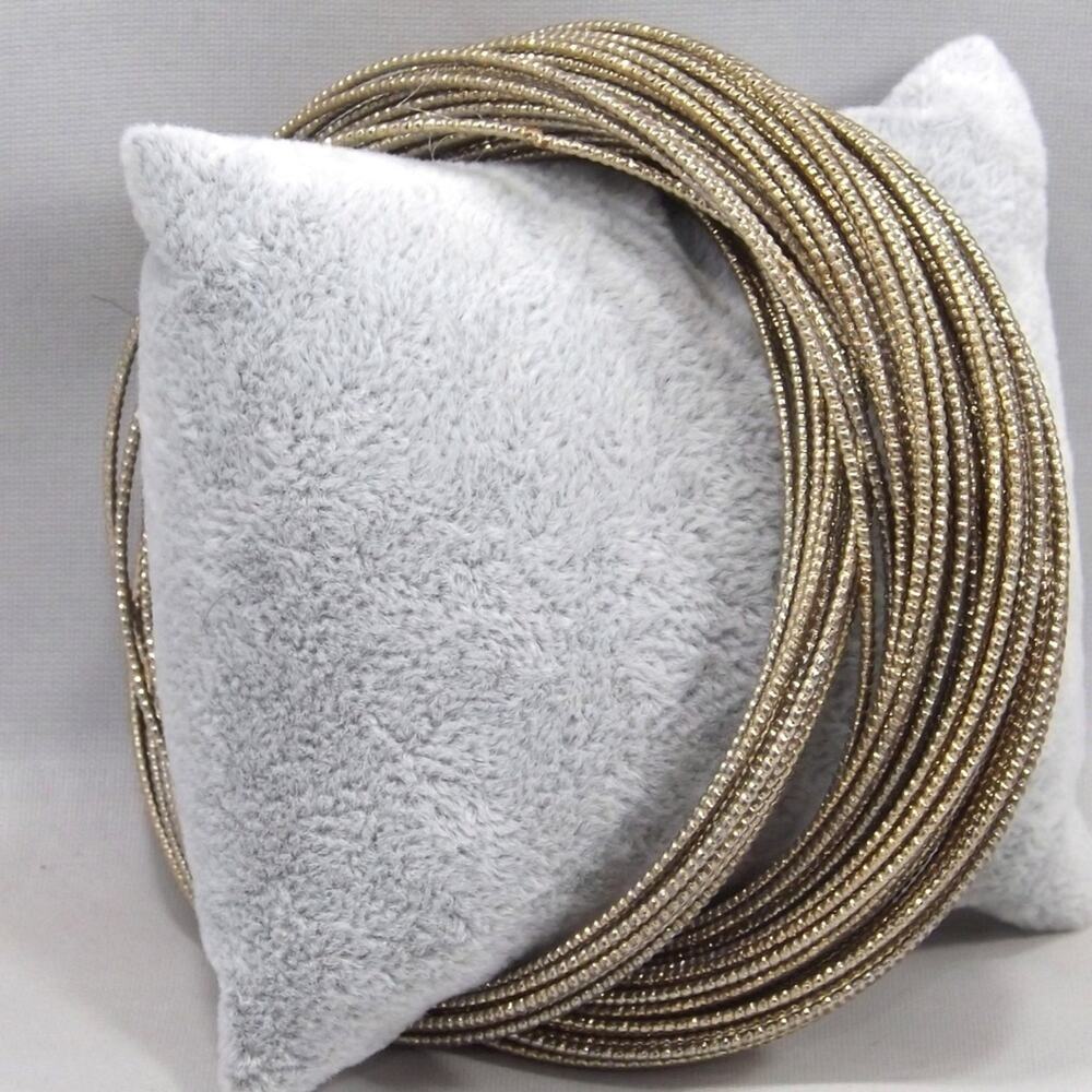 Antiqued Golden Brass Bangle Bracelets, Set of 60 Interlaced, 8 Inches